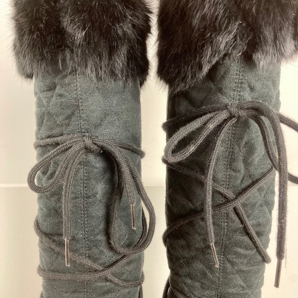 BAKERS Quilted Tall Lace Up Wedge Boots Sz 10 - Picture 10 of 14